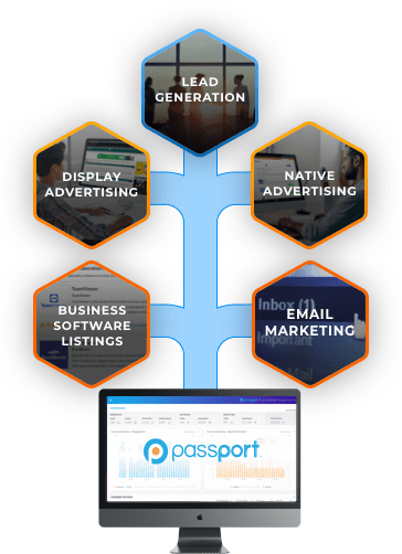 Passport integrates all your display advertising, lead generation, native advertising, email marketing and business software listing campaigns.